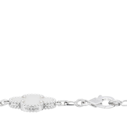 Van Cleef & Arpels 18K White Gold Mother of Pearl 5 Motifs Vintage Alhambra Bracelet 3 of 4