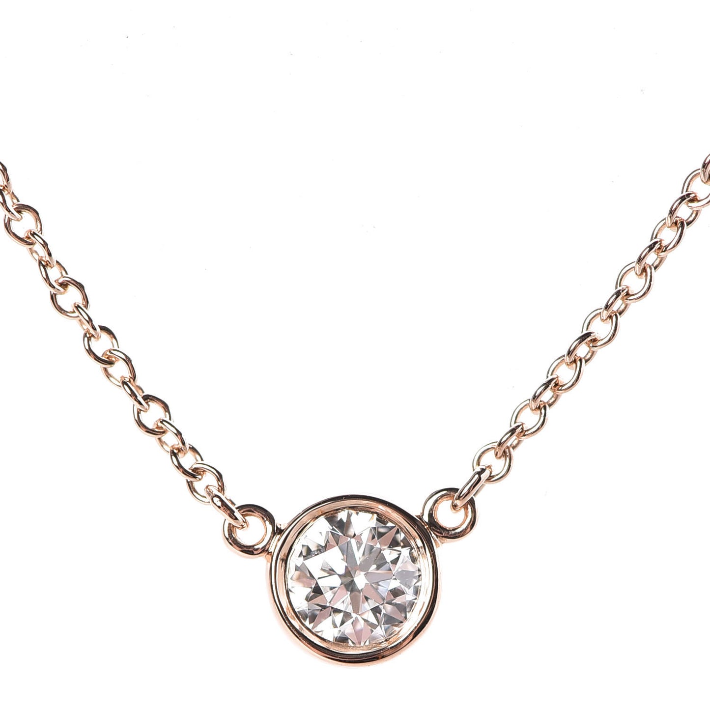 18K Rose Gold Diamond .23ct Elsa Peretti Diamonds by the Yard Pendant Necklace