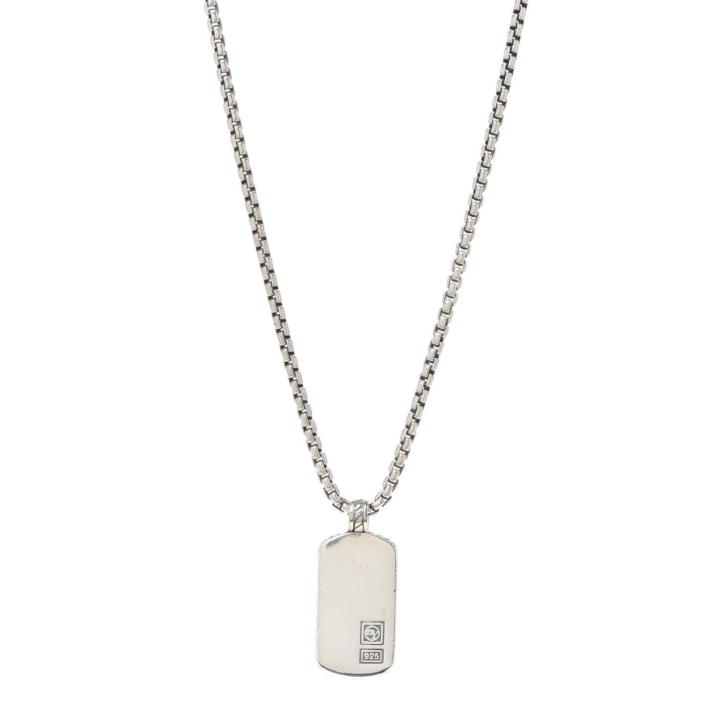 Sterling Silver Mens Small Dog Tag Pendant Necklace