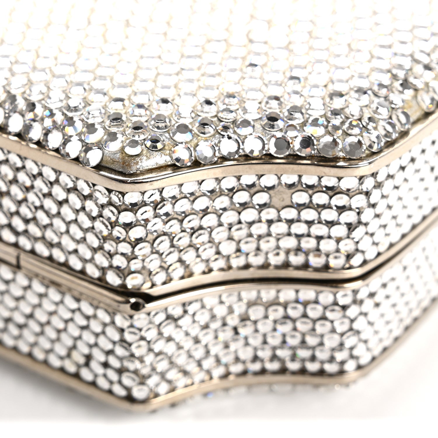 Judith Leiber Swarovski Crystal Minaudiere Clutch Silver 15 of 19