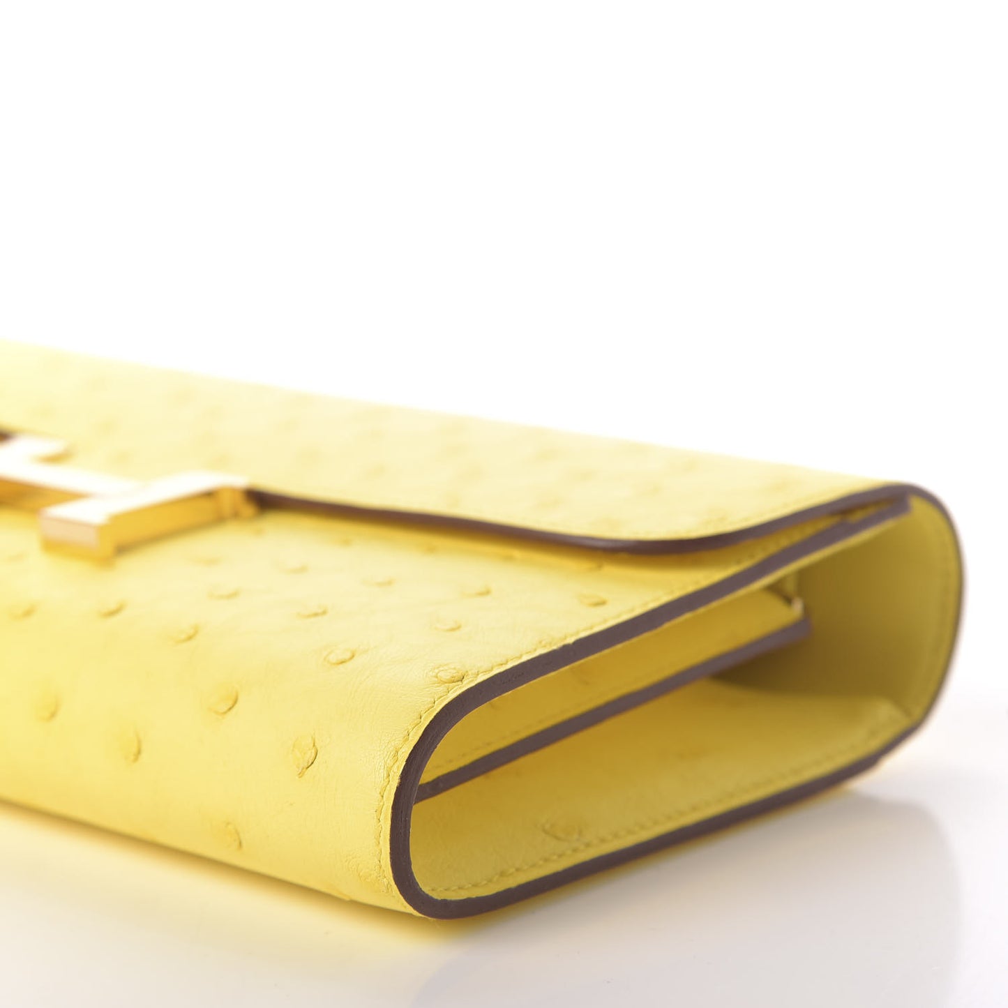 Ostrich Constance Long Wallet To Go Jaune Citron