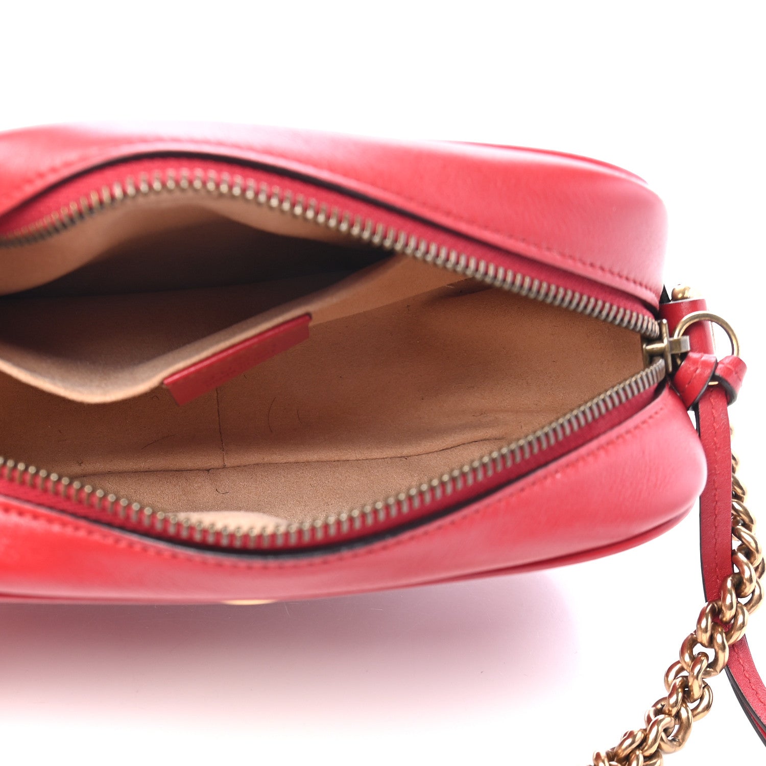 Gucci Calfskin Matelasse Mini GG Marmont Chain Shoulder Bag Hibiscus Red 5 of 9