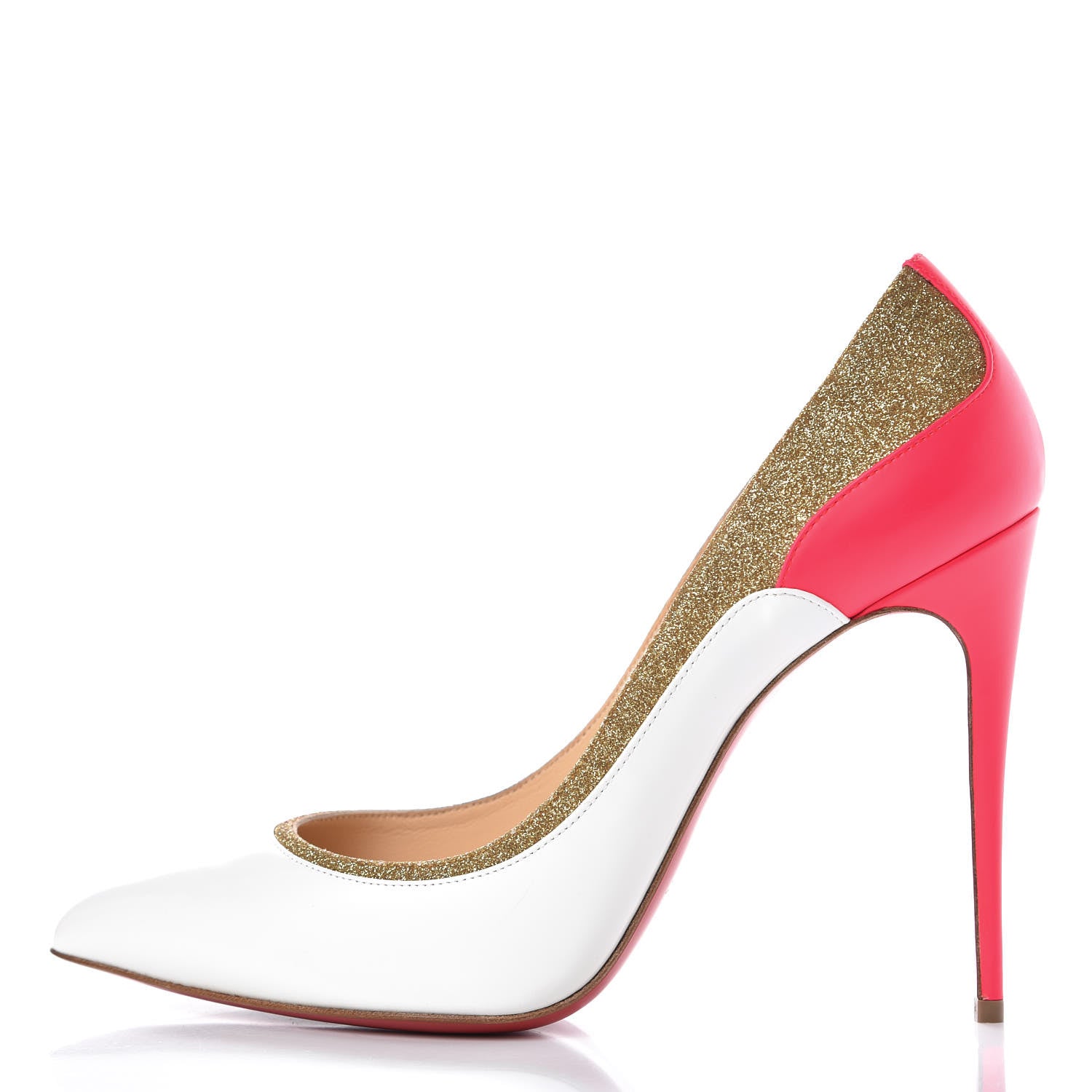 Christian Louboutin Glitter Patent Fluo Tucsick 100 Pumps 41 White Gold 1 of 9