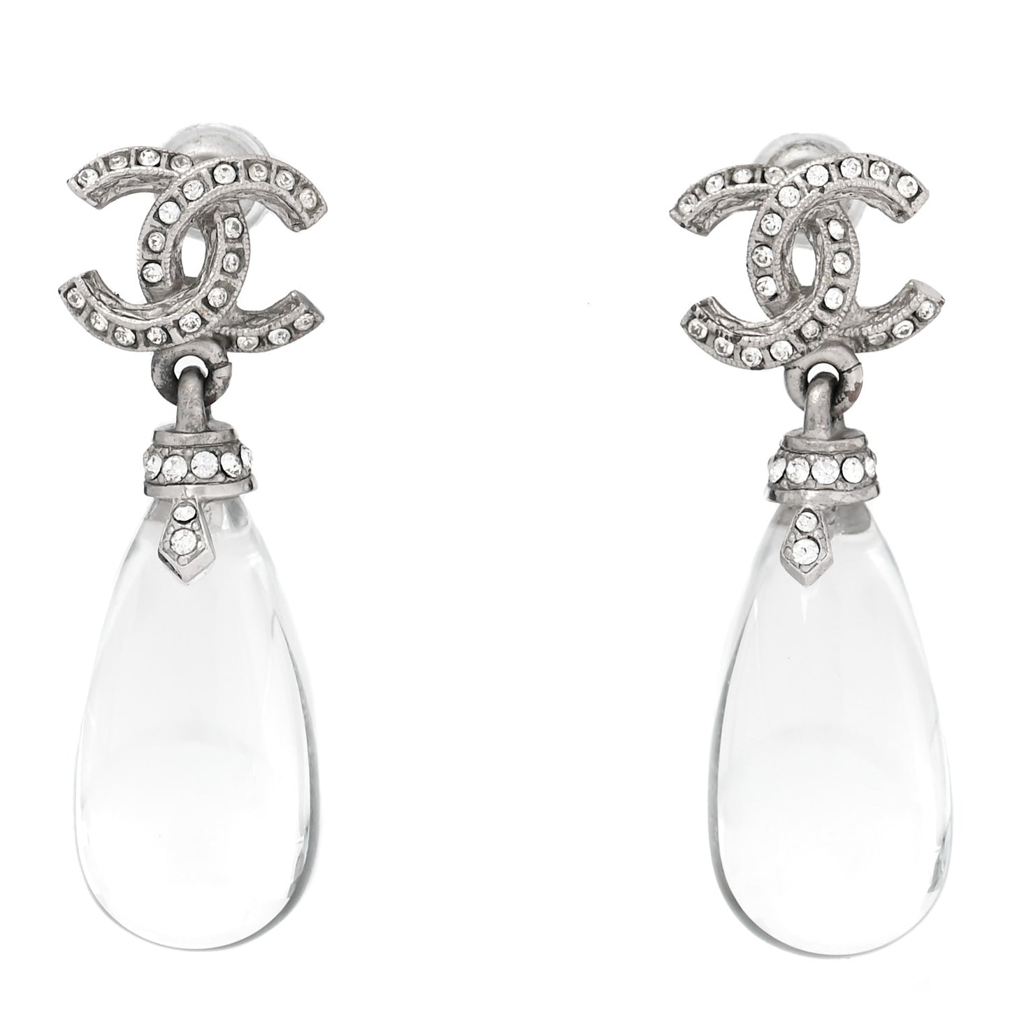 Ruthenium Crystal CC Drop Earrings Silver