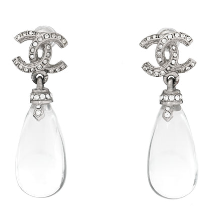 Chanel Ruthenium Crystal CC Drop Earrings Silver 1 of 5
