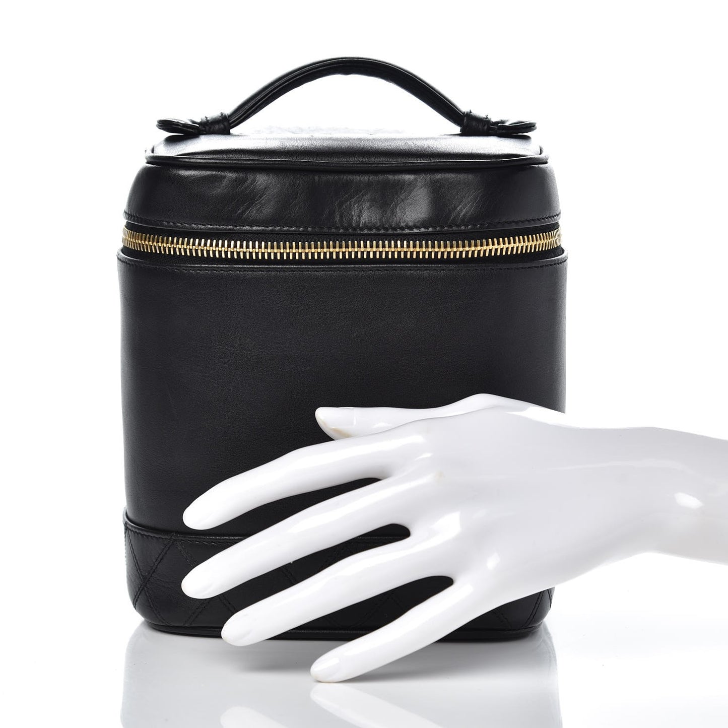 Lambskin Vanity Cosmetic Case Black