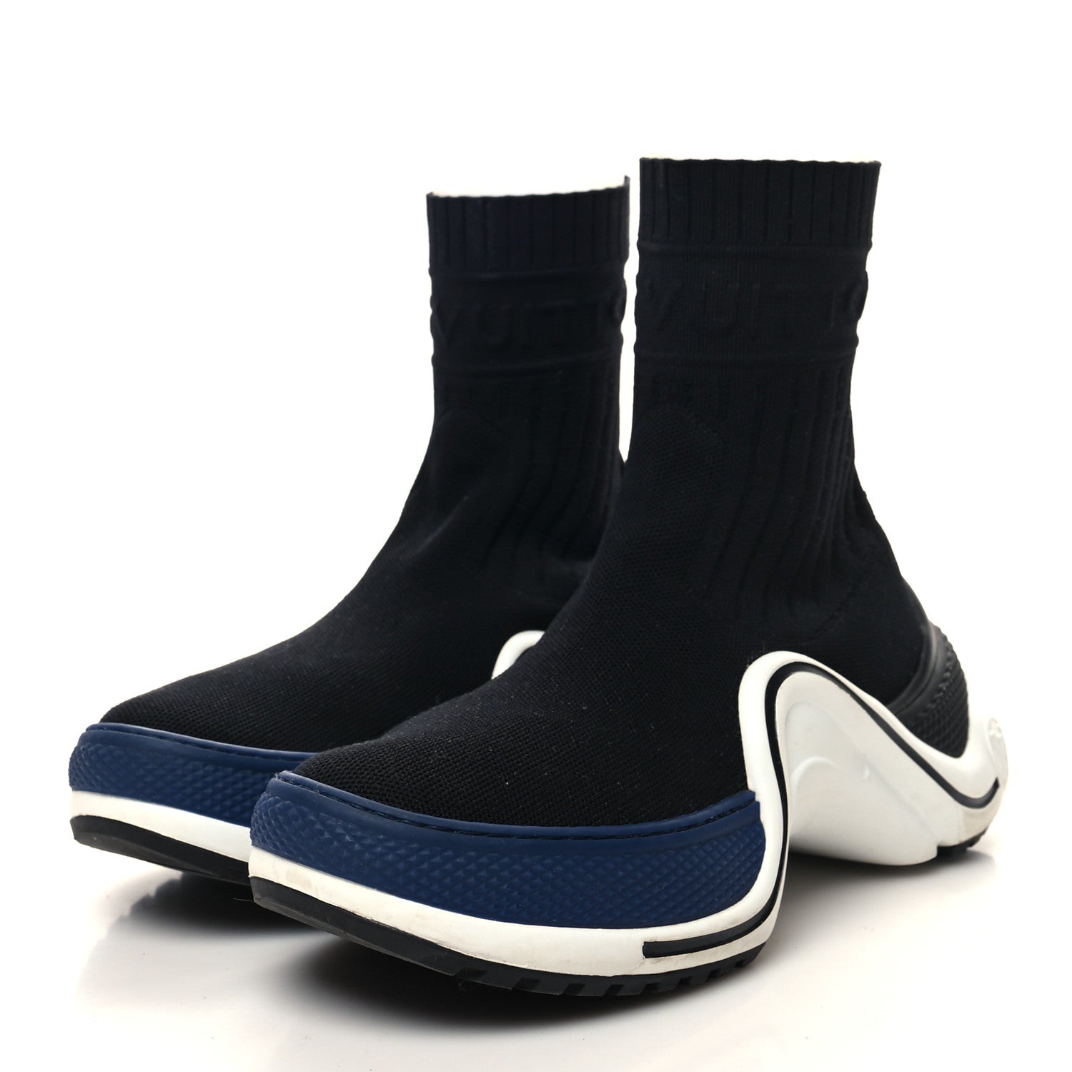 Louis Vuitton Stretch Textile LV Archlight Sneaker Boots 37 Black Blue 3 of 10