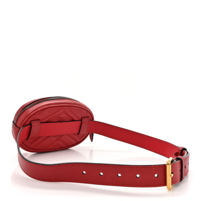 Gucci Calfskin Matelasse GG Marmont Belt Bag 85 34 Hibiscus Red 4 of 16