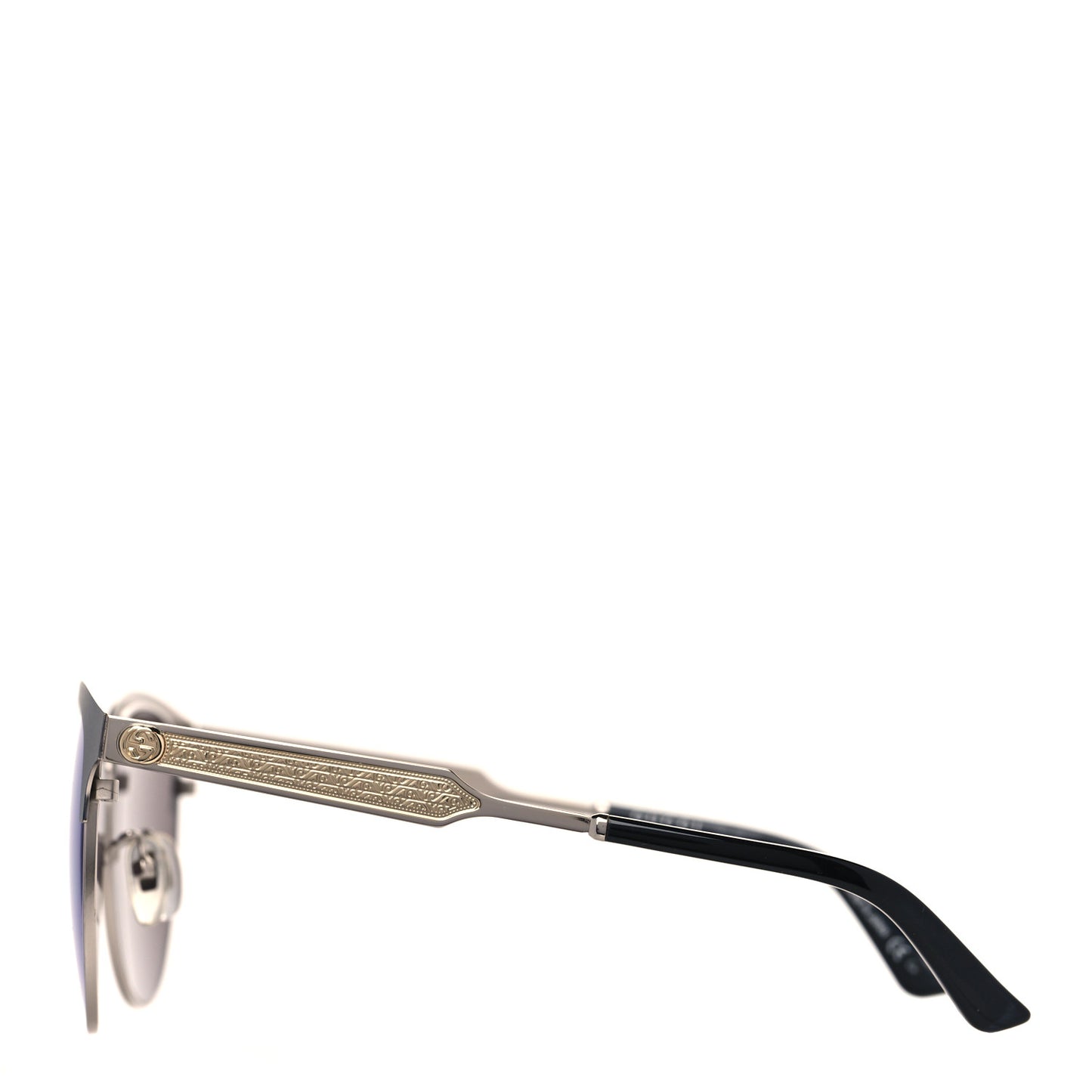 Round Metal GG0074SK Sunglasses Black Silver