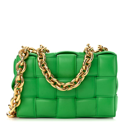 Bottega Veneta Lambskin Maxi Intreccio Padded Chain Cassette Crossbody Bag Grass 1 of 21