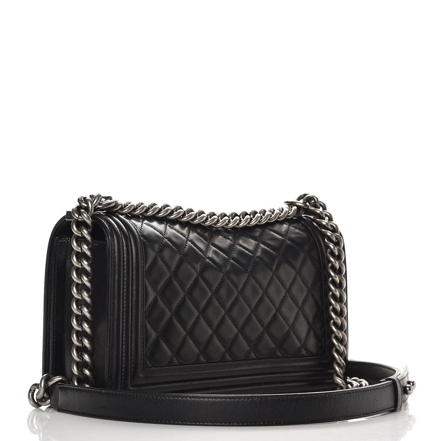 Lambskin Quilted Medium Boy Flap Black