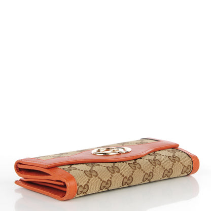 Gucci Monogram Margaux Calfskin Sukey Continental Organizer Wallet Beige Ebony Orange 4 of 7