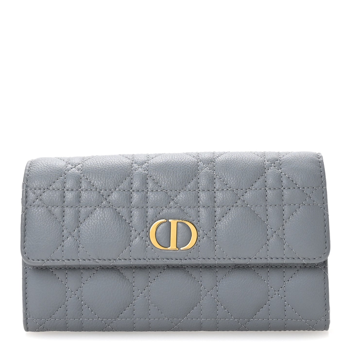 Supple Calfskin Cannage Caro Wallet Blue