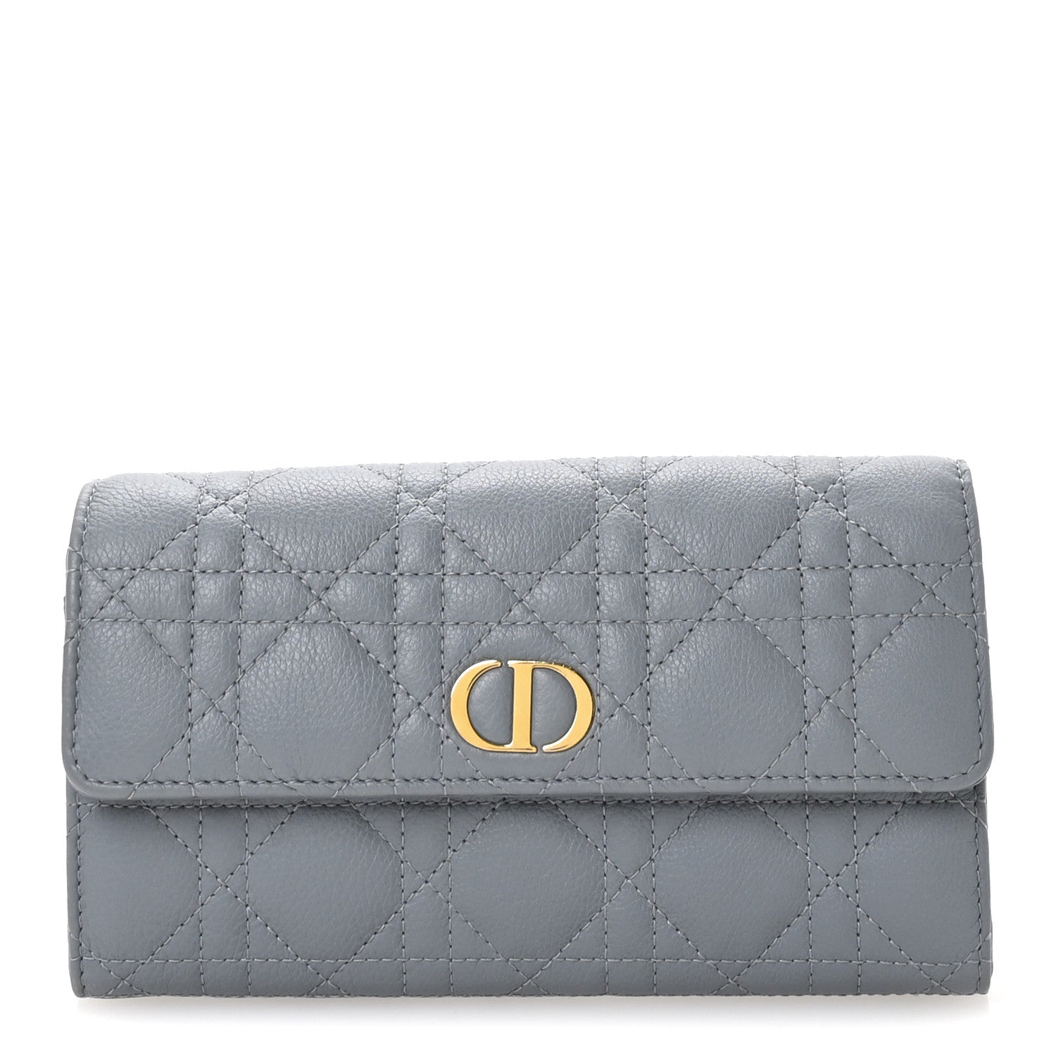 Christian Dior Supple Calfskin Cannage Caro Wallet Blue 1 of 7