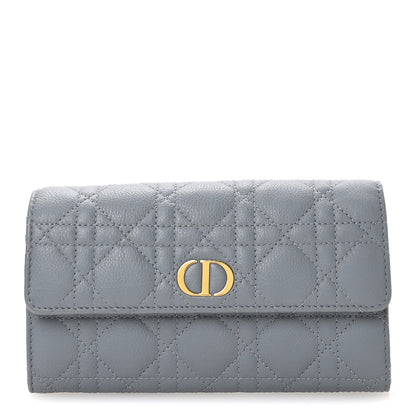 Christian Dior Supple Calfskin Cannage Caro Wallet Blue 1 of 7