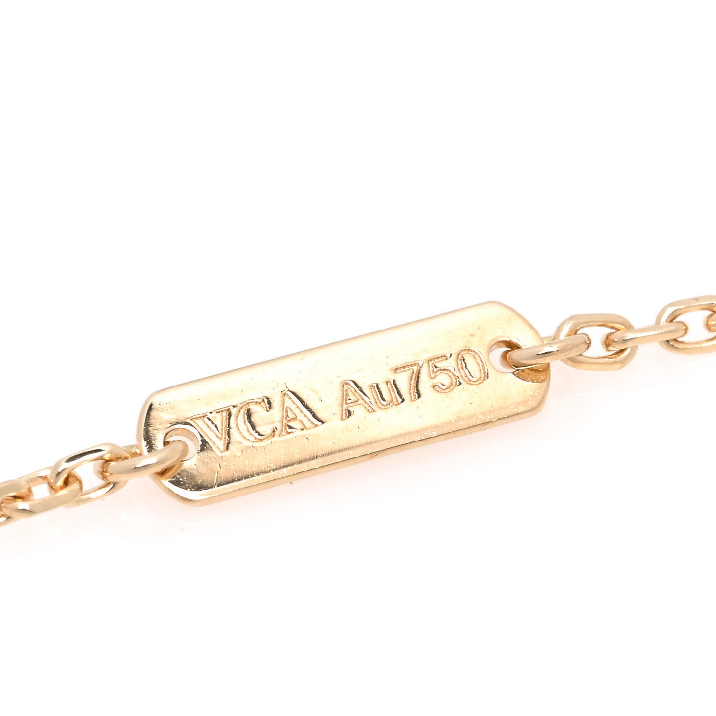 18K Yellow Gold Guilloche Vintage Alhambra Pendant Necklace