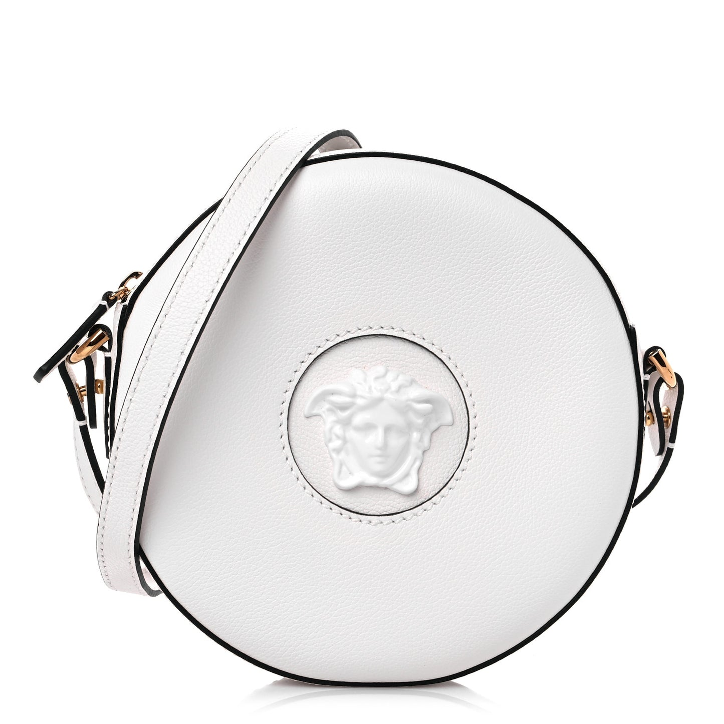 Calfskin La Medusa Round Camera Bag White