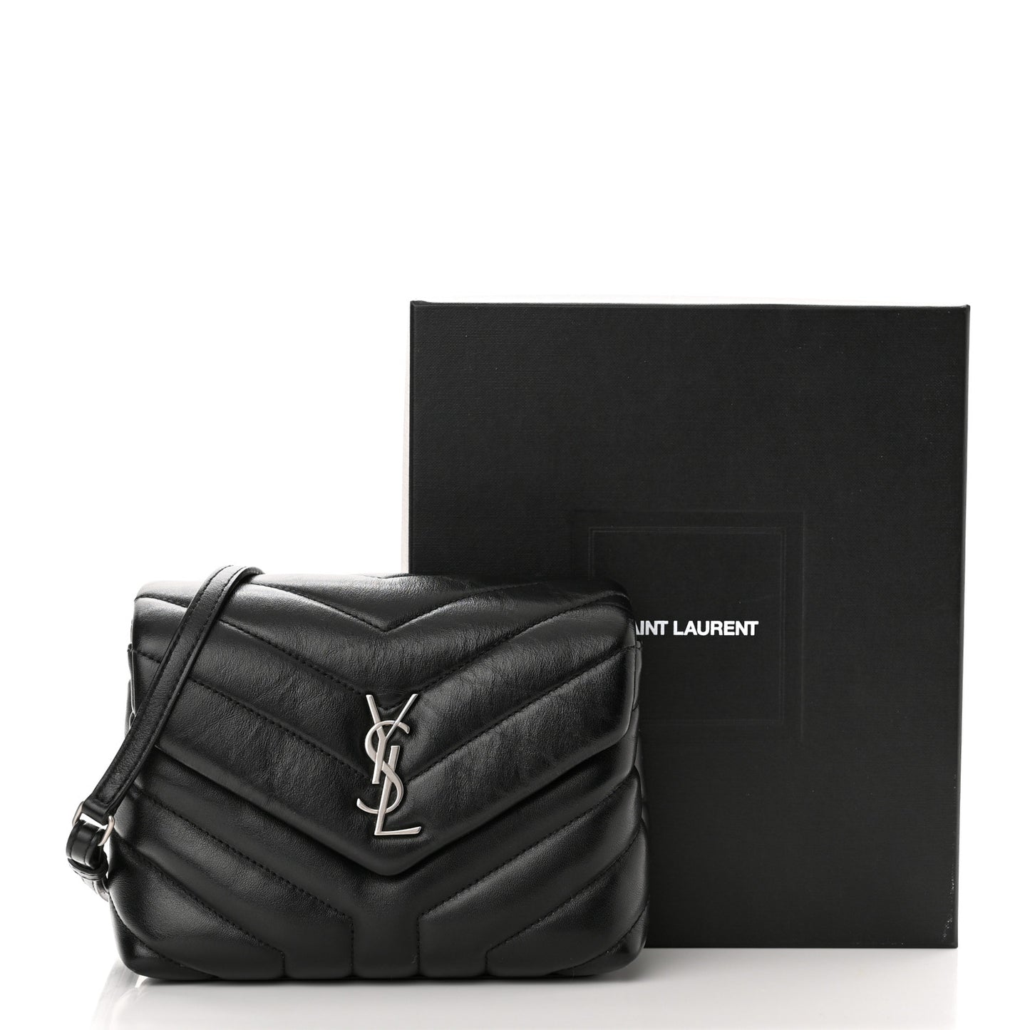 Calfskin Y Quilted Monogram Toy Loulou Crossbody Bag Black