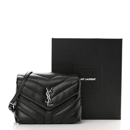 Saint Laurent Calfskin Y Quilted Monogram Toy Loulou Crossbody Bag Black 13 of 15