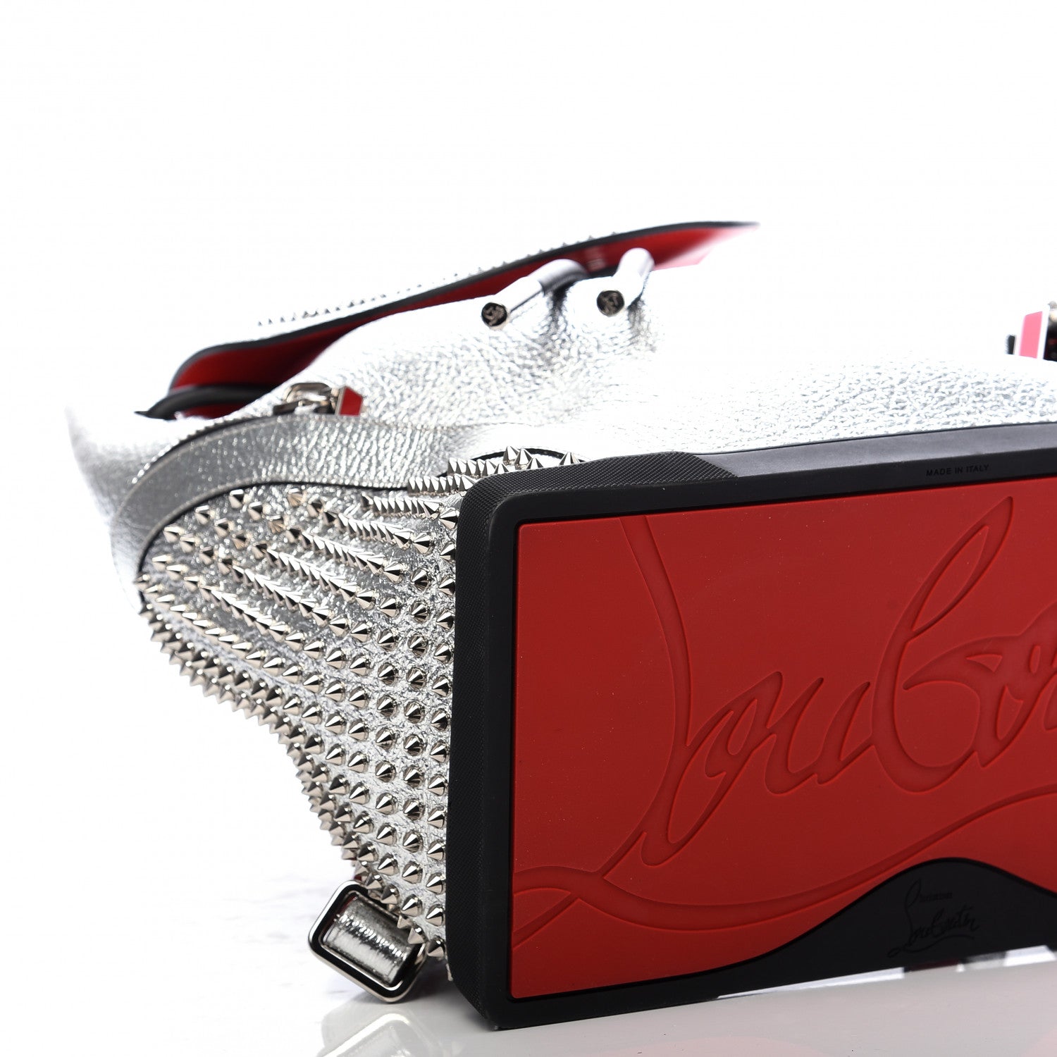 Christian Louboutin Metallic Calfskin Spiked Explorafunk Backpack Silver 5 of 9