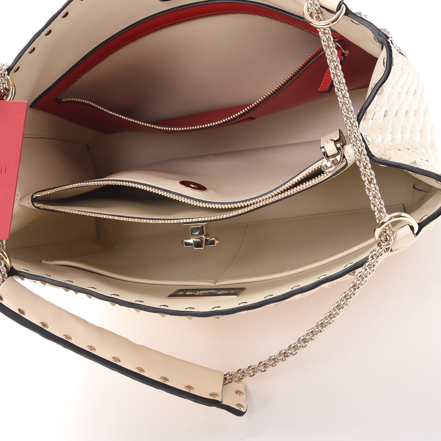 Valentino Garavani Nappa Rockstud Spike Shoulder Tote Light Ivory 5 of 8