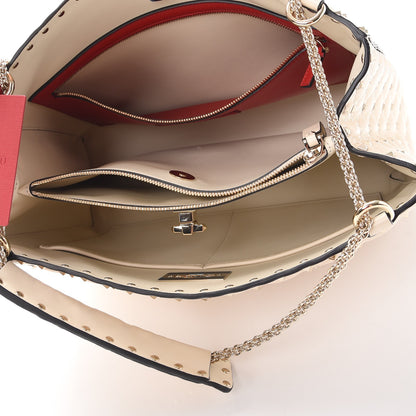 Valentino Garavani Nappa Rockstud Spike Shoulder Tote Light Ivory 5 of 8