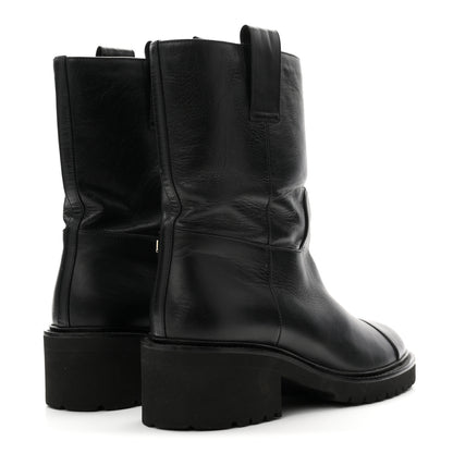 Chanel Calfskin CC Ankle Boots 37.5 Black 5 of 10