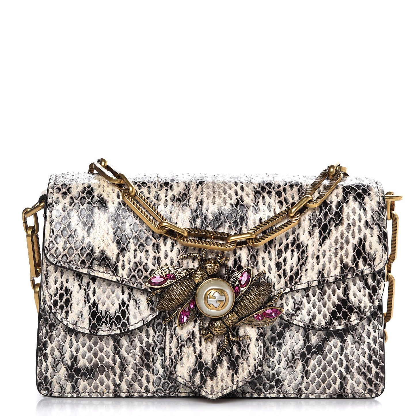 Python Mini Bee Broadway Shoulder Bag Roccia Fuxia