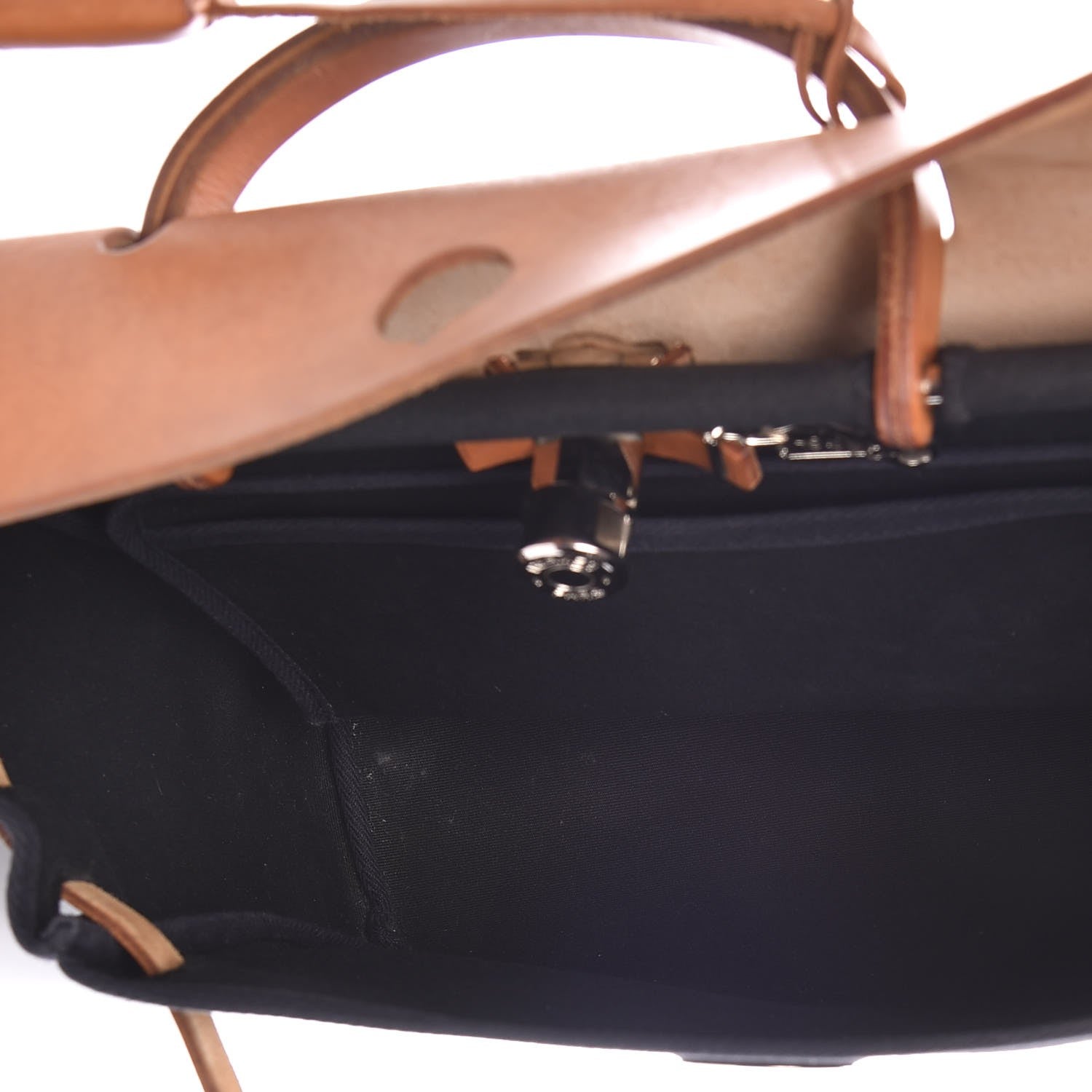 Hermes Toile Vache Calfskin Herbag 30 PM Black Natural 5 of 13