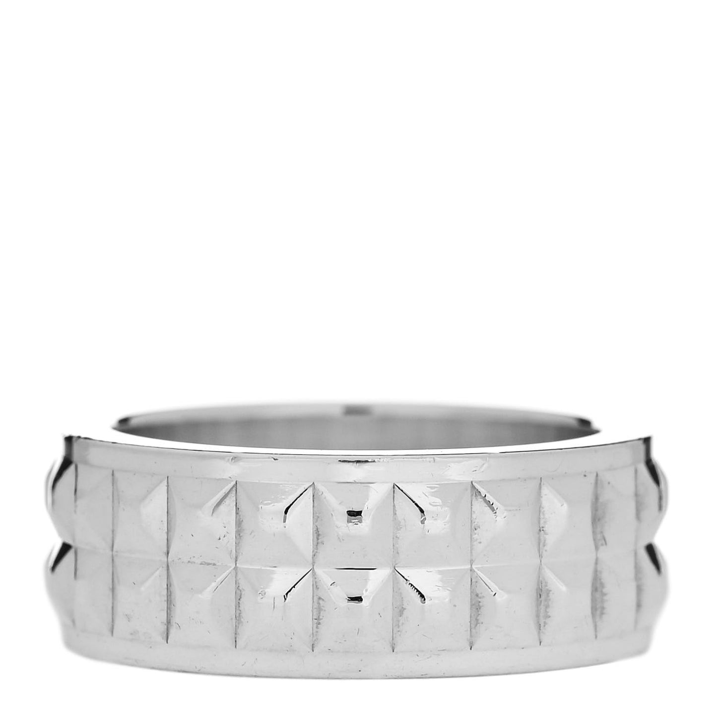 Sterling Silver Two Row Diamond Point Band Ring 55 7.25