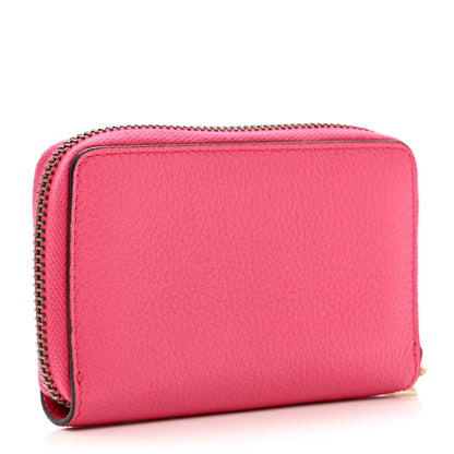 Gucci Grained Calfskin Logo Zip Around Card Case Box Pink Green 3 of 8