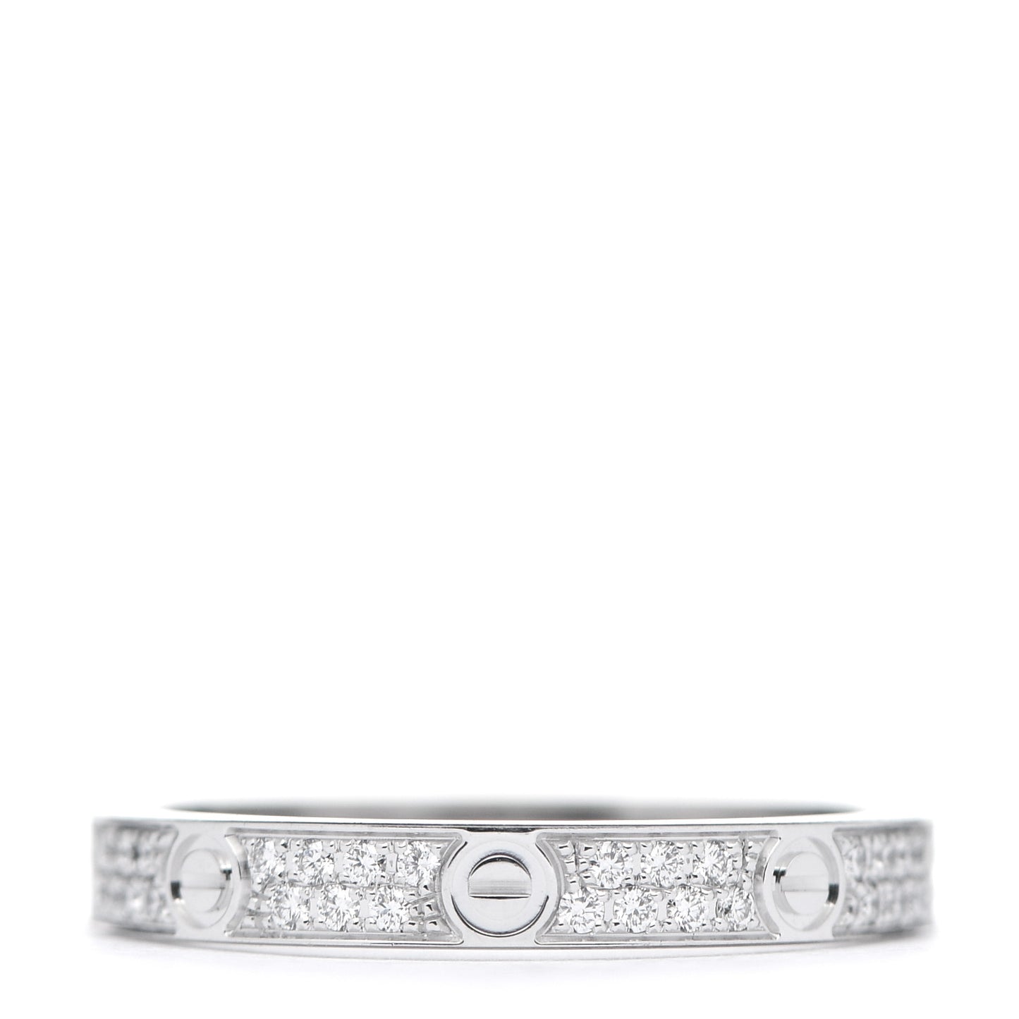 18K White Gold Diamond 2.6mm LOVE Paved Band Ring 47 4