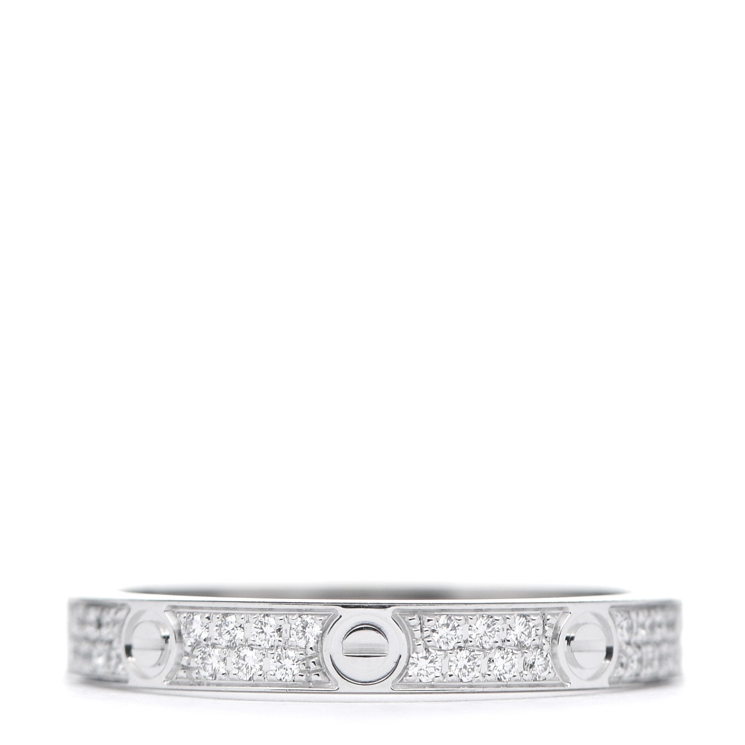 Cartier 18K White Gold Diamond 2.6mm LOVE Paved Band Ring 47 4 3 of 6
