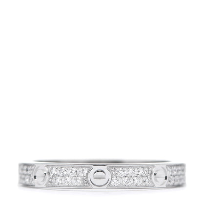 Cartier 18K White Gold Diamond 2.6mm LOVE Paved Band Ring 47 4 3 of 6