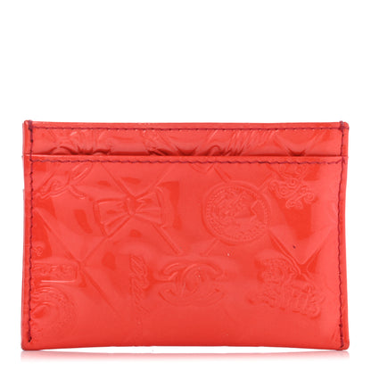 Chanel Patent Calfskin Lucky Symbols Card Holder Case Rouge Clair 1 of 12