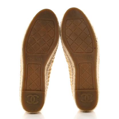Chanel Braided Fabric Lambskin CC Espadrilles 38 Beige Black 5 of 9