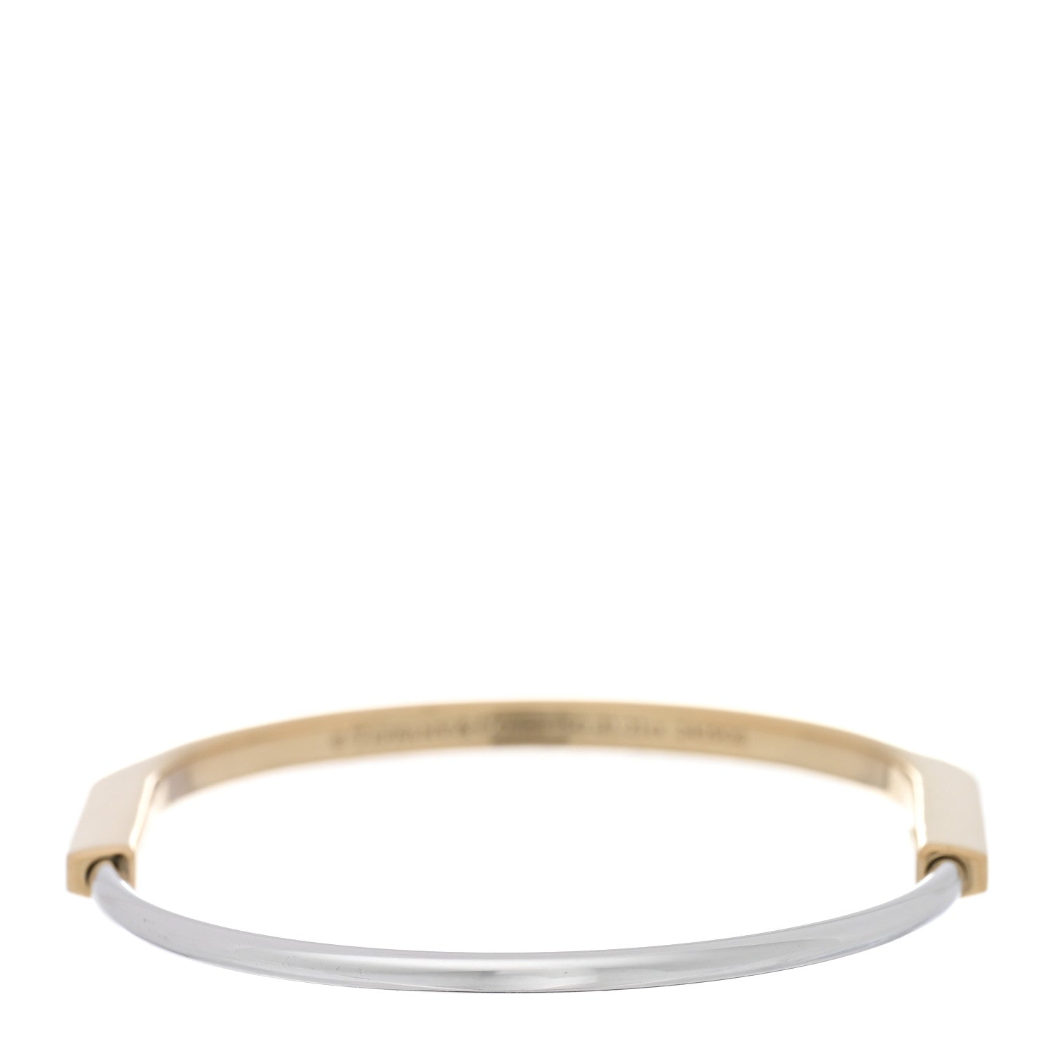 Tiffany 18K Yellow White Gold Diamond Narrow Tiffany Lock Half Pave Bangle Bracelet 2 of 5