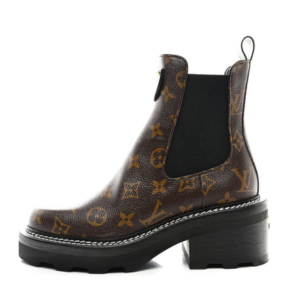 Louis Vuitton Patent Monogram LV Beaubourg Ankle Boots 36 Black 1 of 11