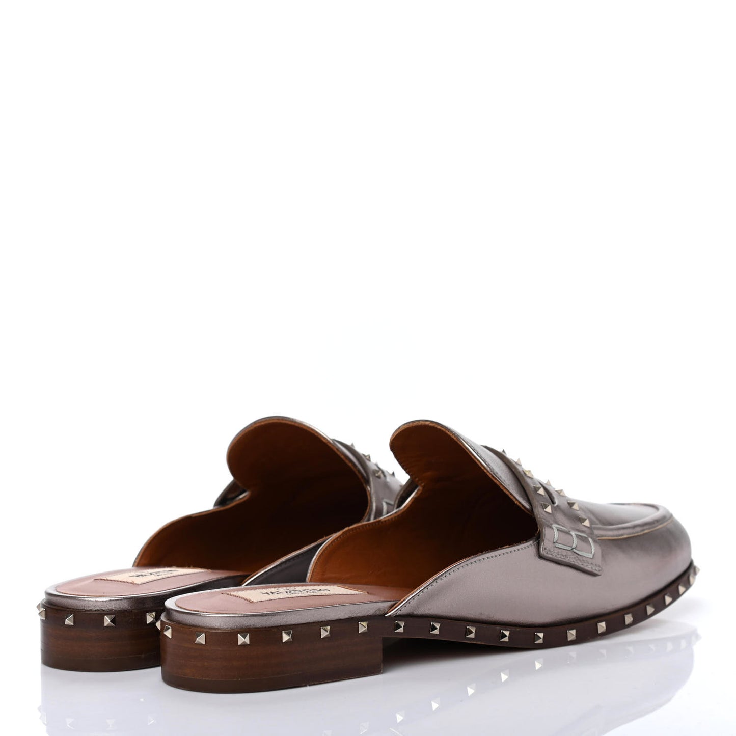 Metallic Lambskin Soul Rockstud Mules 39.5 Lipstick