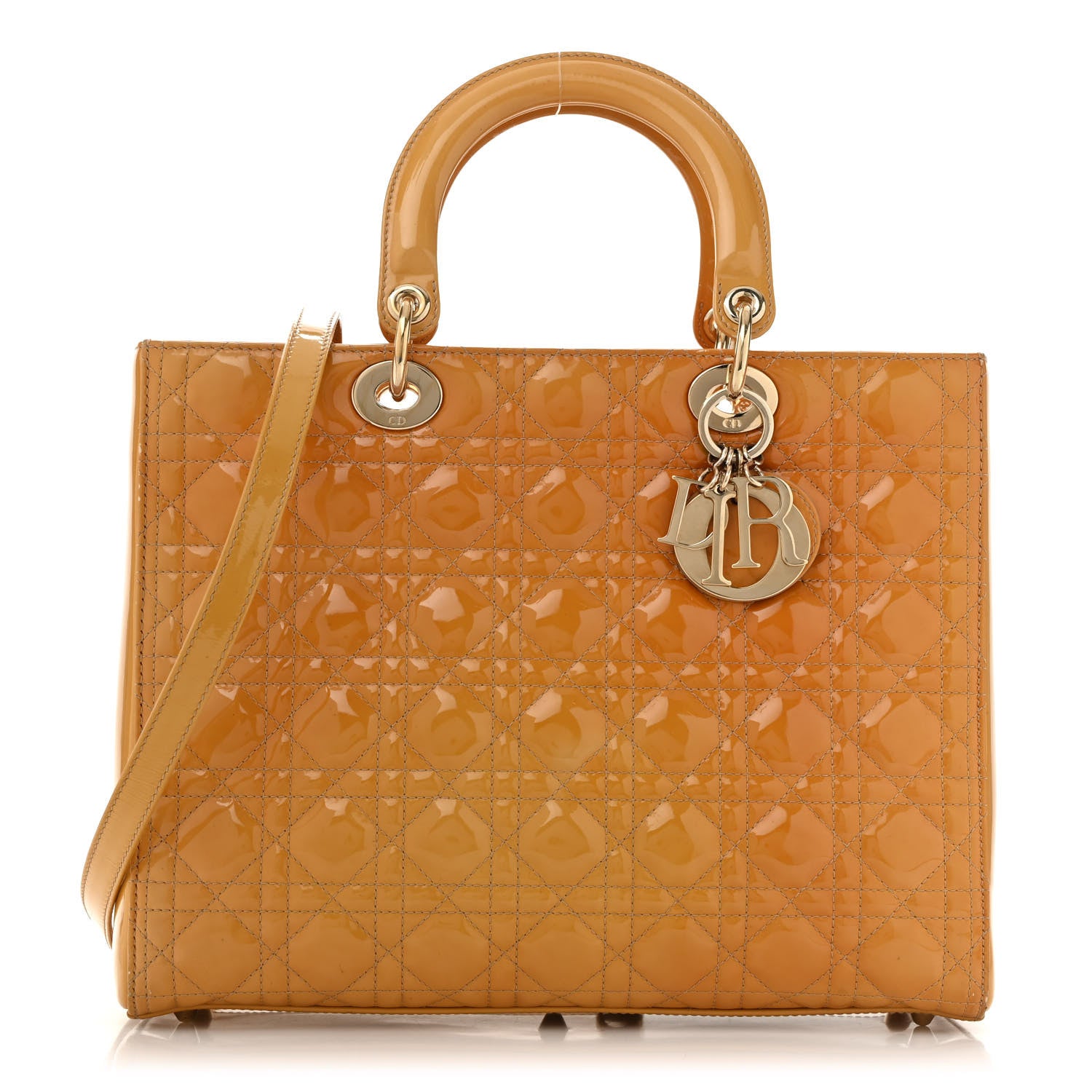 Christian Dior Patent Cannage Large Lady Dior Yellow 1 of 15