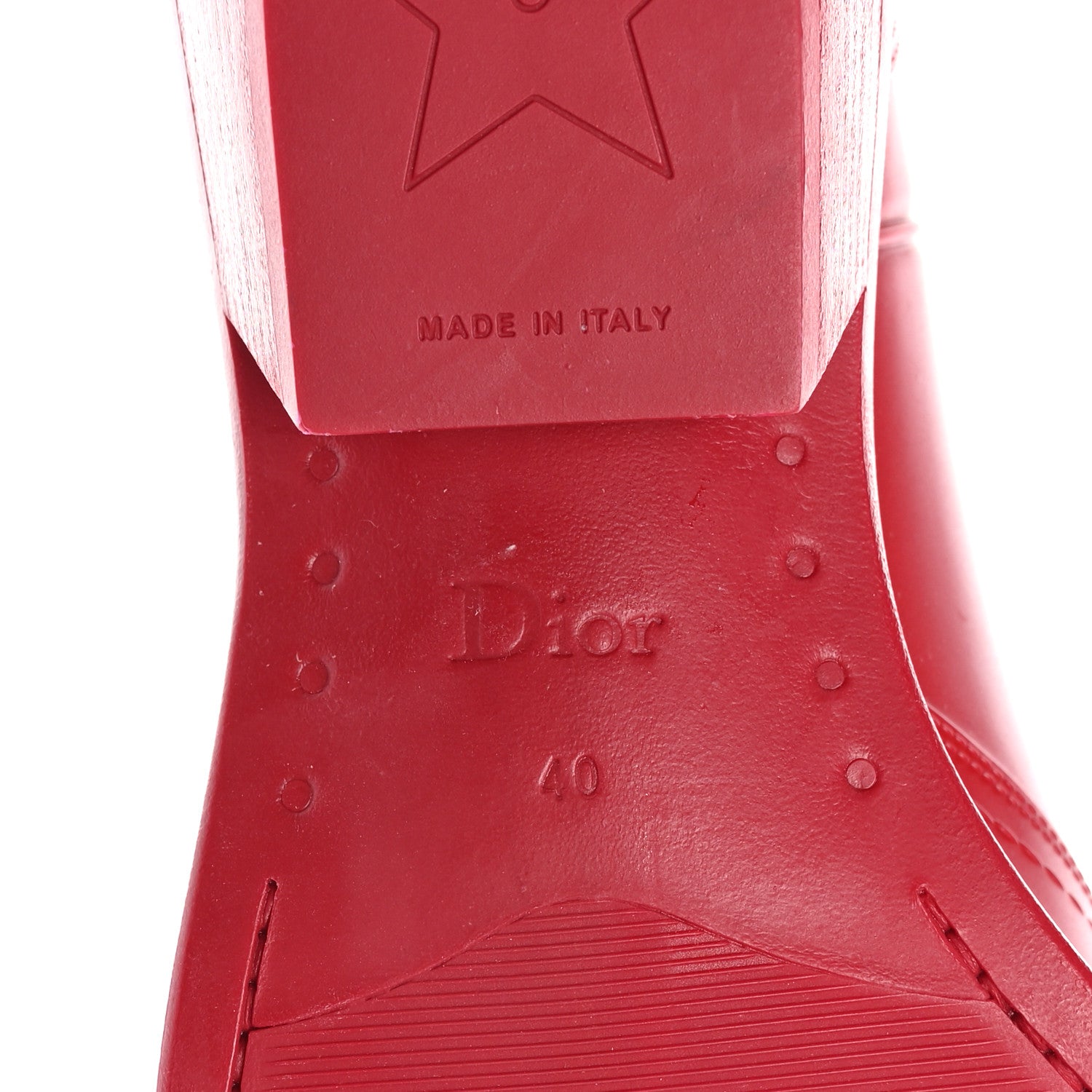 Christian Dior Rubber Embossed Wind Boots 40 Red 1555007