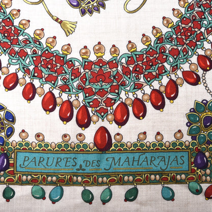 Hermes Cashmere Silk Parures Des Maharajas Shawl 140 Naturel Rouge H Vert 3 of 5