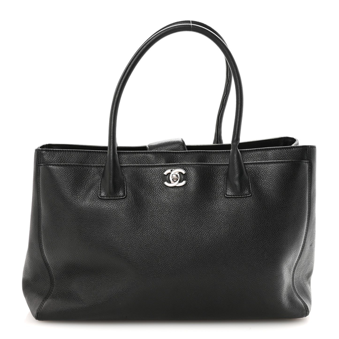 Calfskin Cerf Executive Shopper Tote Black