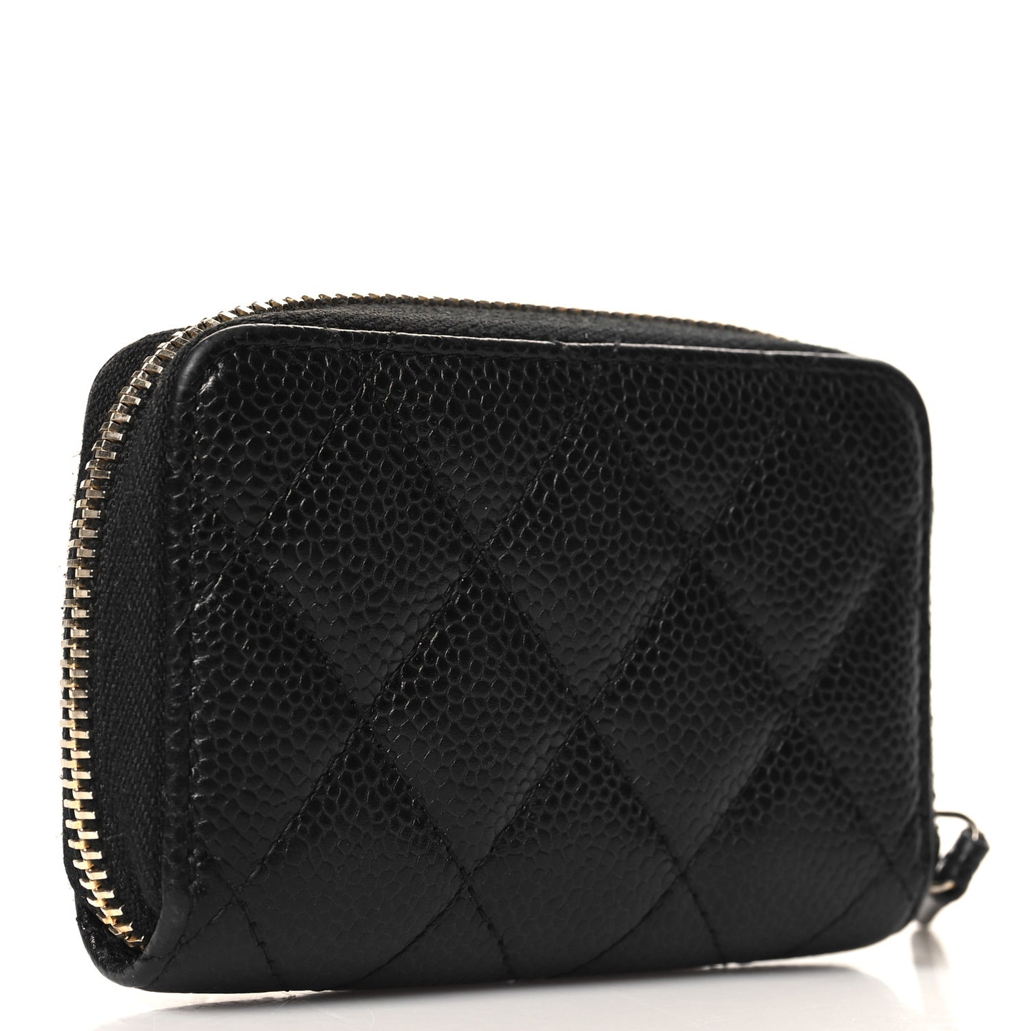 Caviar Quilted Zip Coin Purse Black