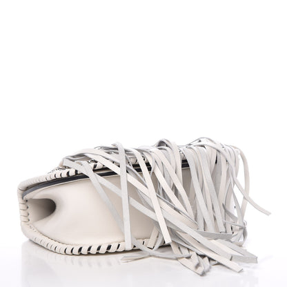 Prada City Calf Whip Stitch Fringe Saddle Bag White 4 of 6