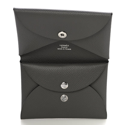 Hermes Epsom Calvi Duo Card Case Gris Meyer 5 of 10