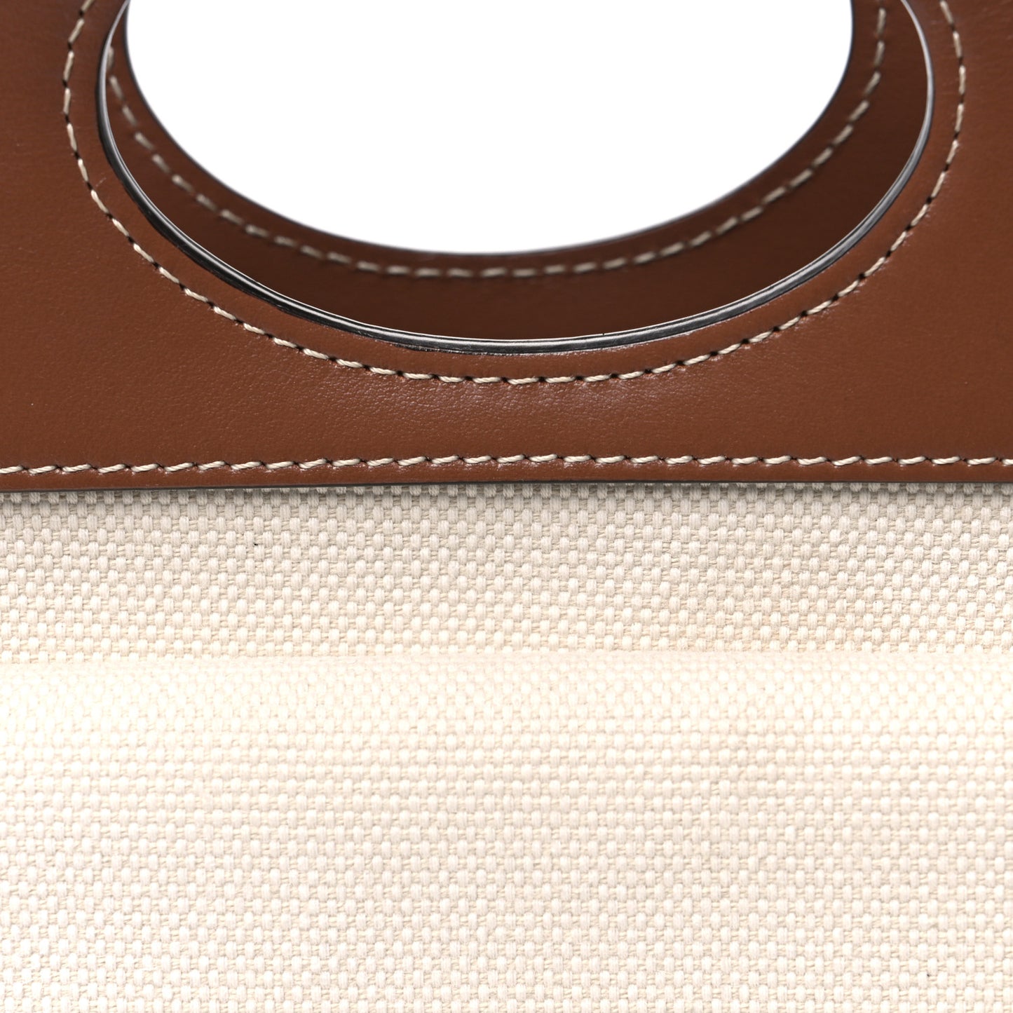 Canvas Smooth Calfskin Two Tone Mini Pocket Bag Natural Malt Brown