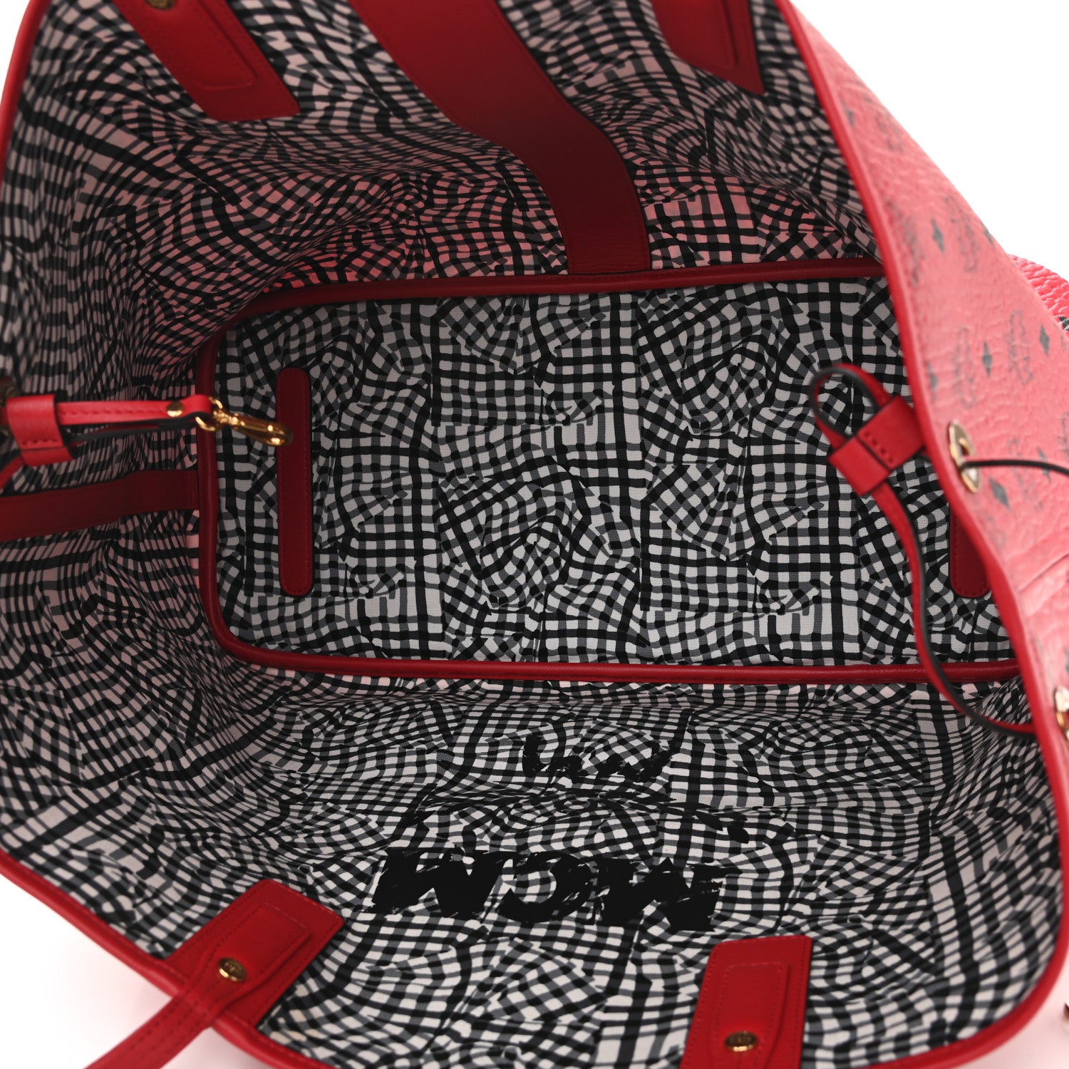 MCM Visetos Large Liz Reversible Shopper Tote Ruby Red 9 of 15