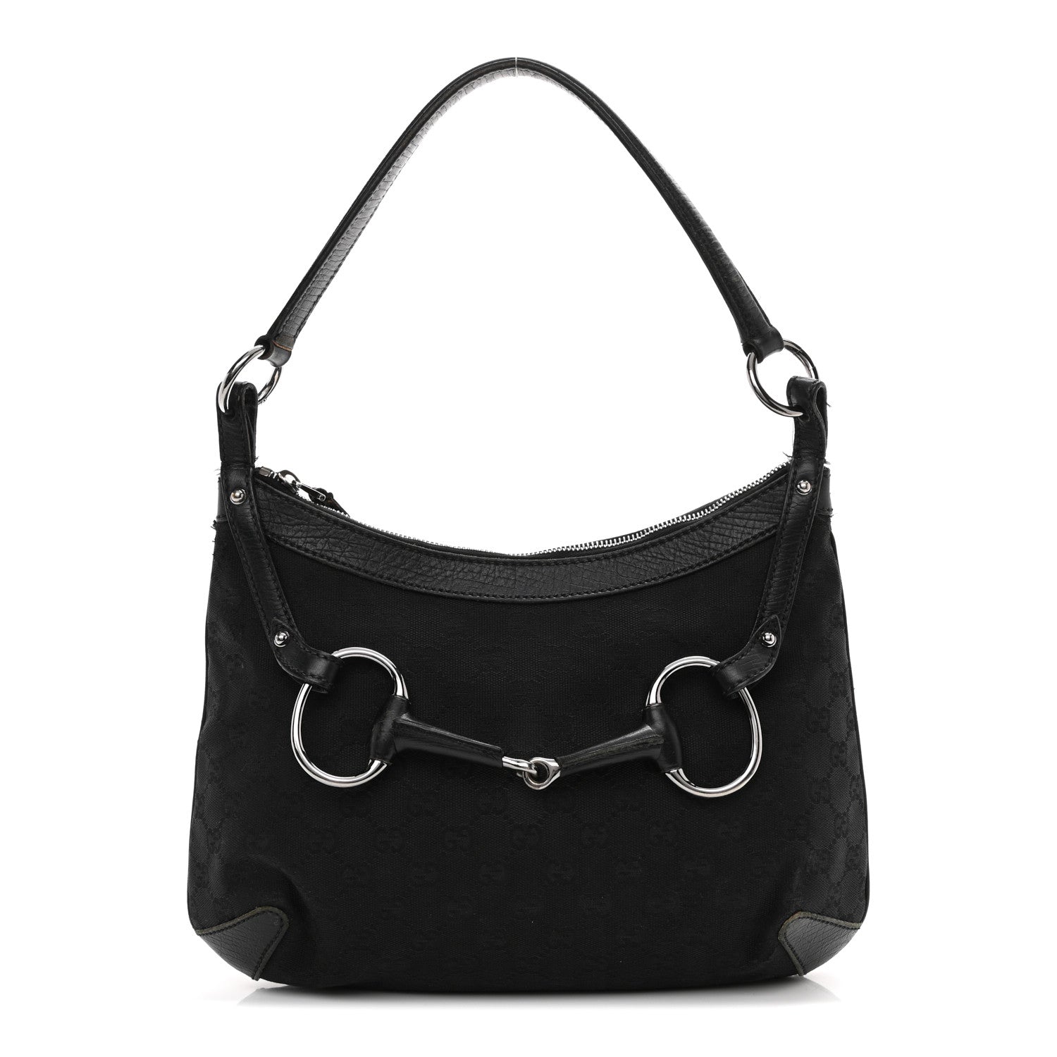 Gucci Monogram Horsebit Hobo Black 2 of 34