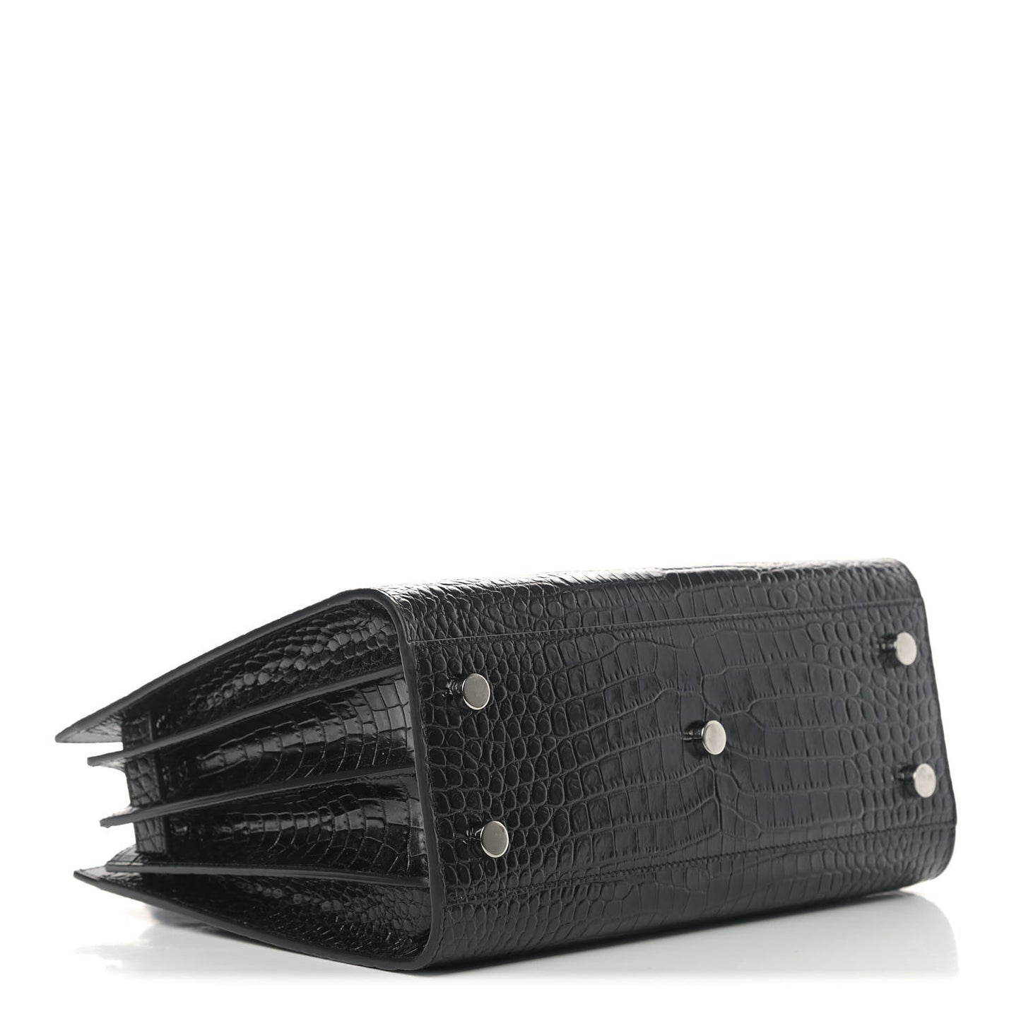 Calfskin Crocodile Embossed Baby Sac De Jour Black